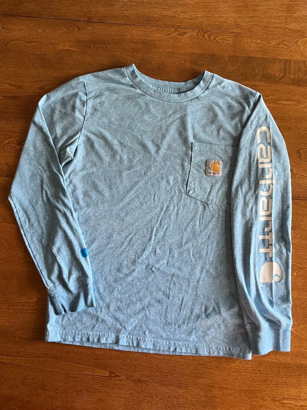 Carhartt heather blue logo shirt M 10-12